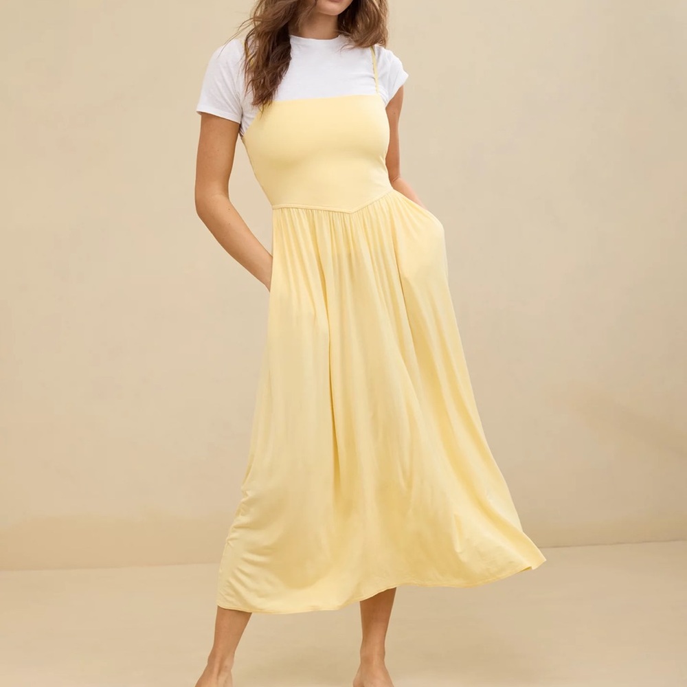 Aerie At The Barre Square Neck Midi Dress
